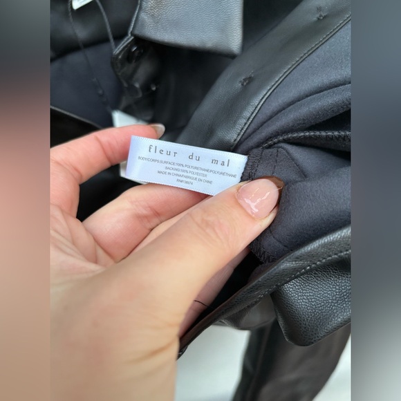 Fleur Du Mal Faux Leather Cropped Button Down in Black New with Tags! - Picture 9 of 13